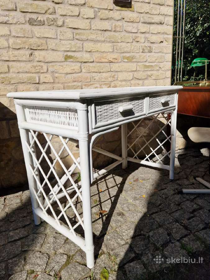 Vintažinis mid century ratango konsolinis stalas - nuotraukos Nr. 22