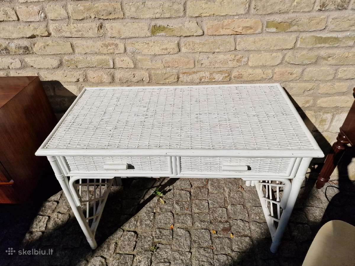 Vintažinis mid century ratango konsolinis stalas - nuotraukos Nr. 23