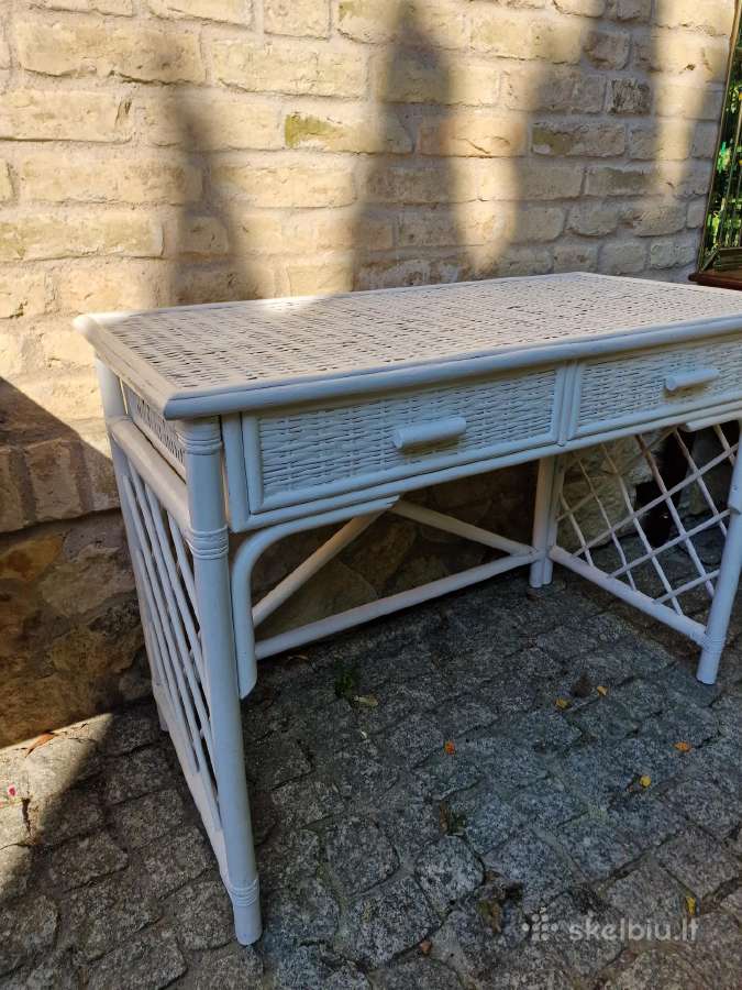 Vintažinis mid century ratango konsolinis stalas - nuotraukos Nr. 25