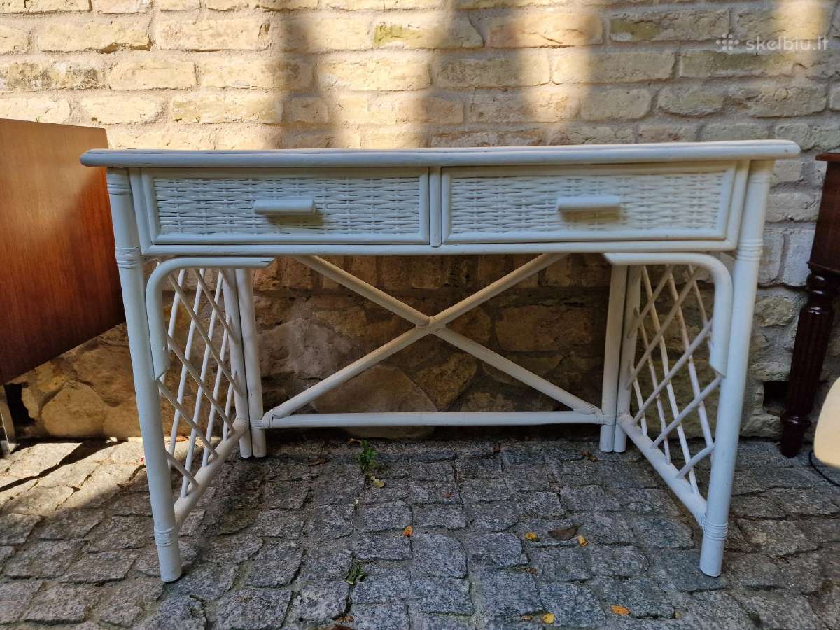Vintažinis mid century ratango konsolinis stalas - nuotraukos Nr. 26