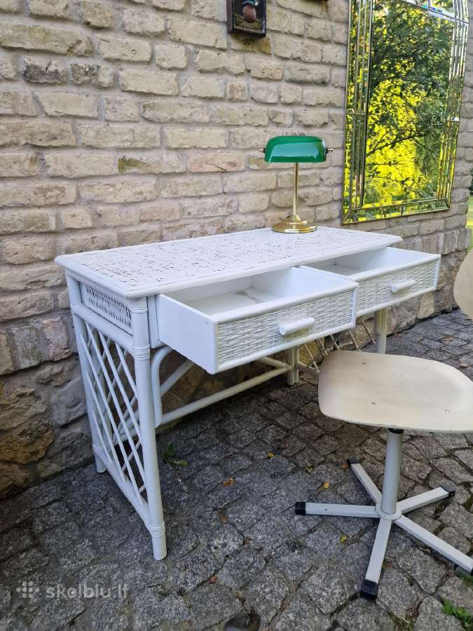 Vintažinis mid century ratango konsolinis stalas - nuotraukos Nr. 29