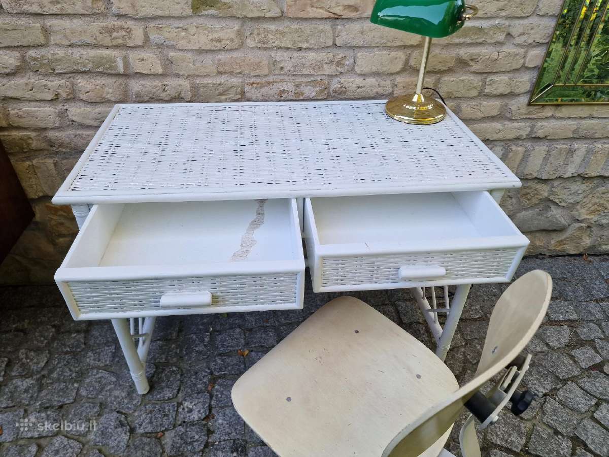 Vintažinis mid century ratango konsolinis stalas - nuotraukos Nr. 30