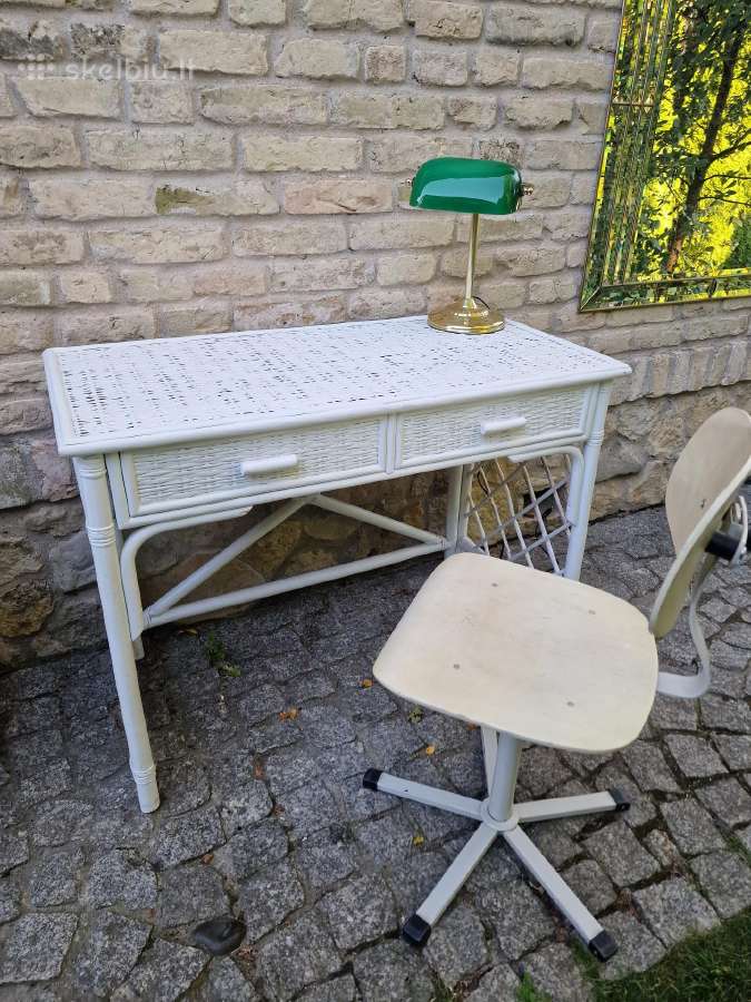 Vintažinis mid century ratango konsolinis stalas - nuotraukos Nr. 31