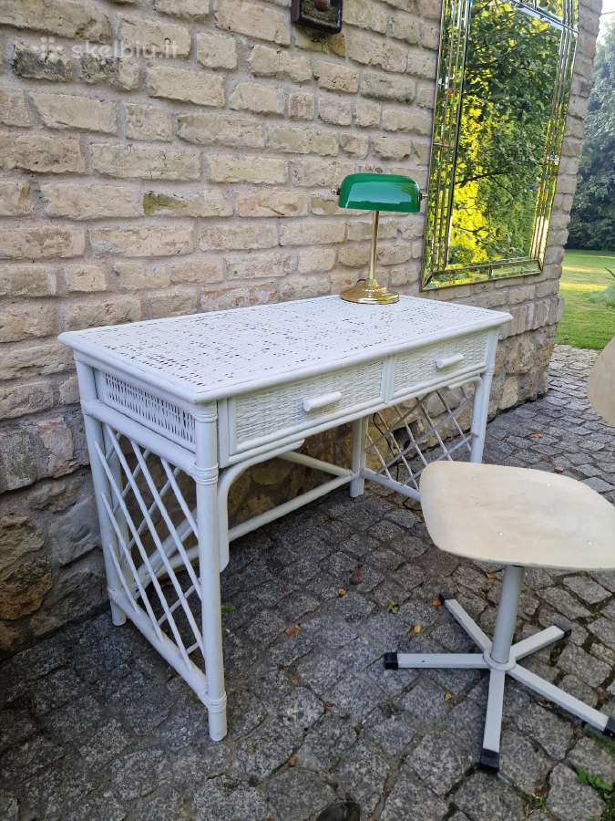 Vintažinis mid century ratango konsolinis stalas - nuotraukos Nr. 32