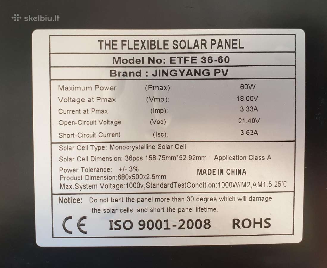 Saulės baterijos komplektas su valdikliu 60w 100a - nuotraukos Nr. 5