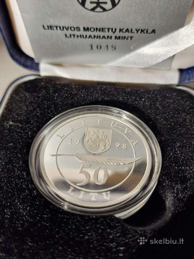 Adomo Mickevičiaus 50 litų moneta, 1998 m. - nuotraukos Nr. 2