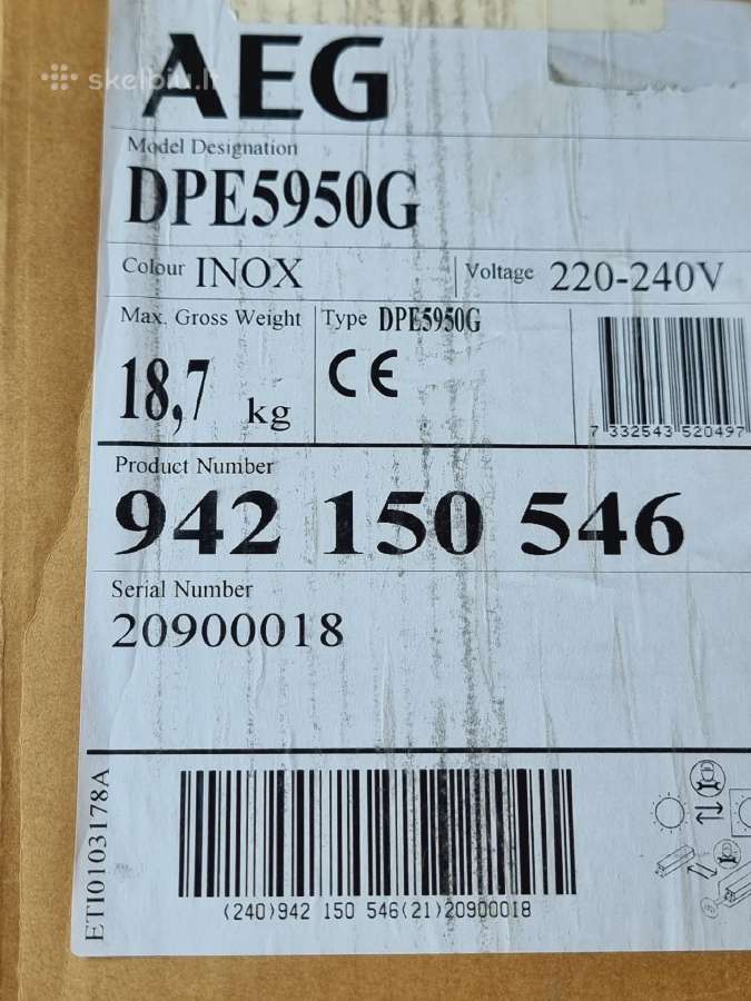 Naujas įmont. Aeg Dpe5950g, 90 cm + Garantija - nuotraukos Nr. 20