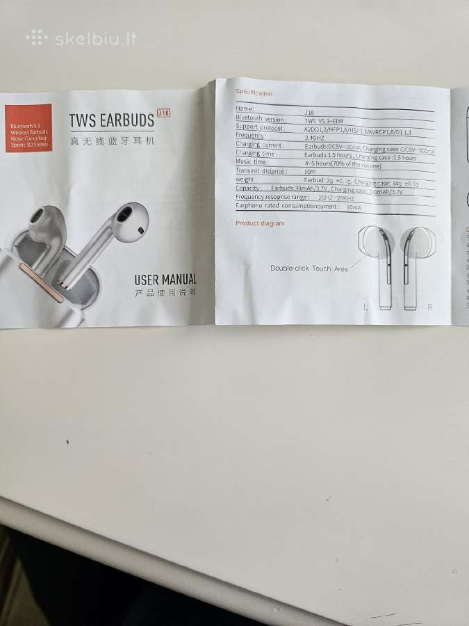 Bevielės ausinės Xiaomi Earbuds - nuotraukos Nr. 6