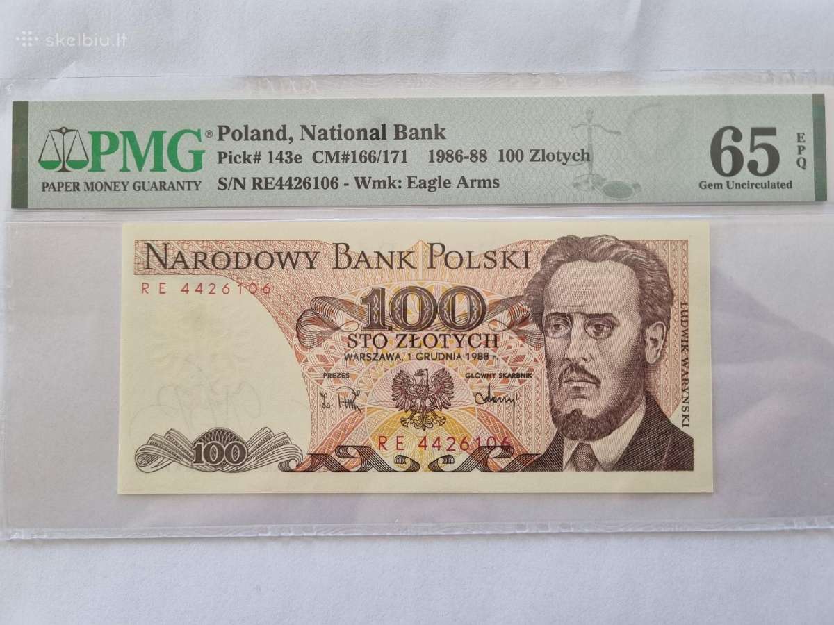 Lenkija 100 zlotų 1988 metų Pmg65