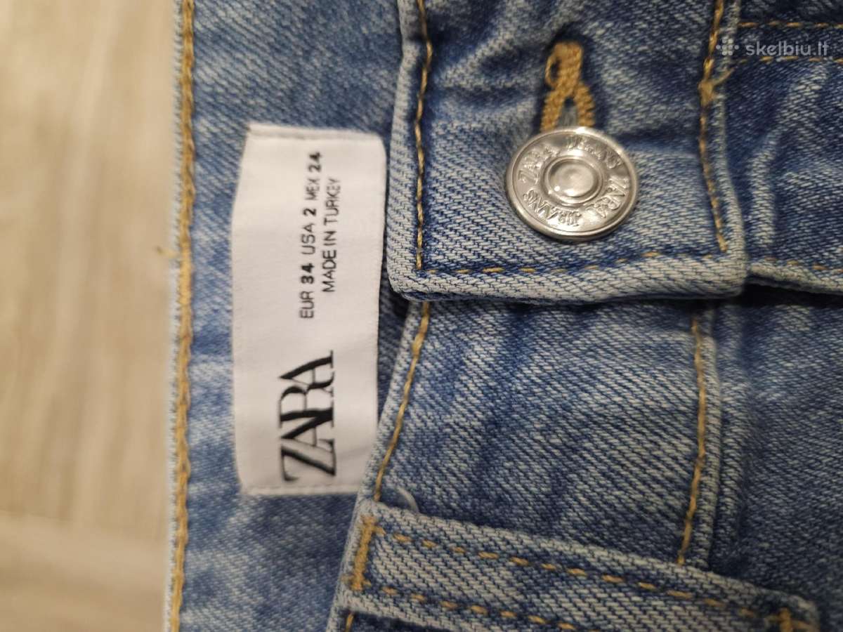 Zara mėlyni medvilniniai džinsai aukštu liemeniu - nuotraukos Nr. 3