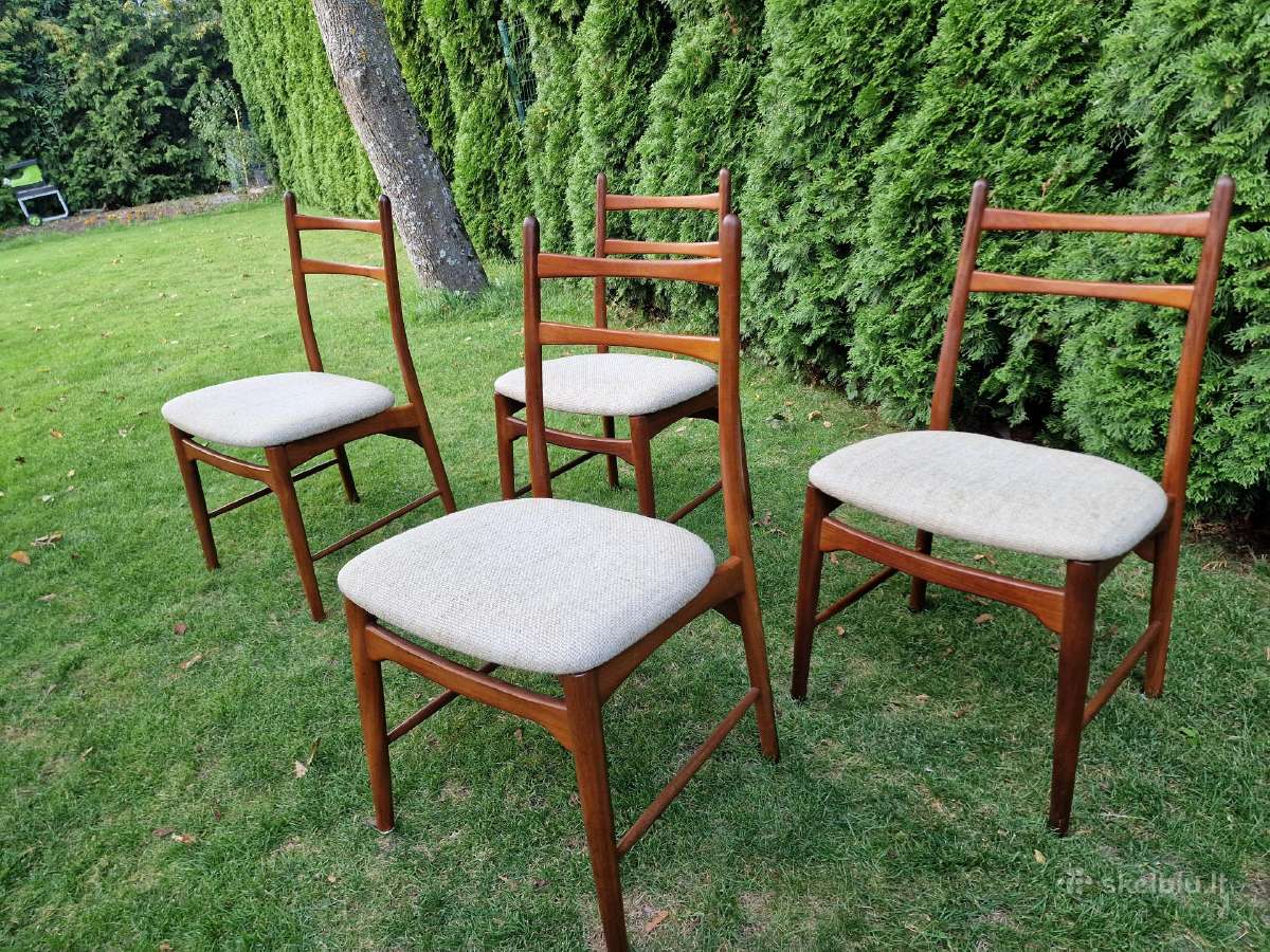 Vintažinės mid century autorinės tikmedžio kėdės - nuotraukos Nr. 34