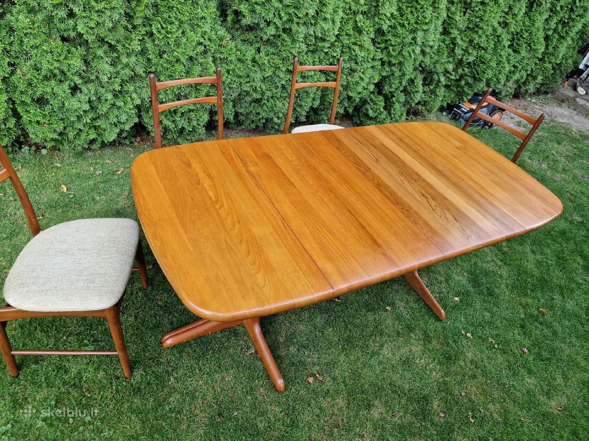 Vintažinis mid century tikmedžio masyvo stalas - nuotraukos Nr. 9