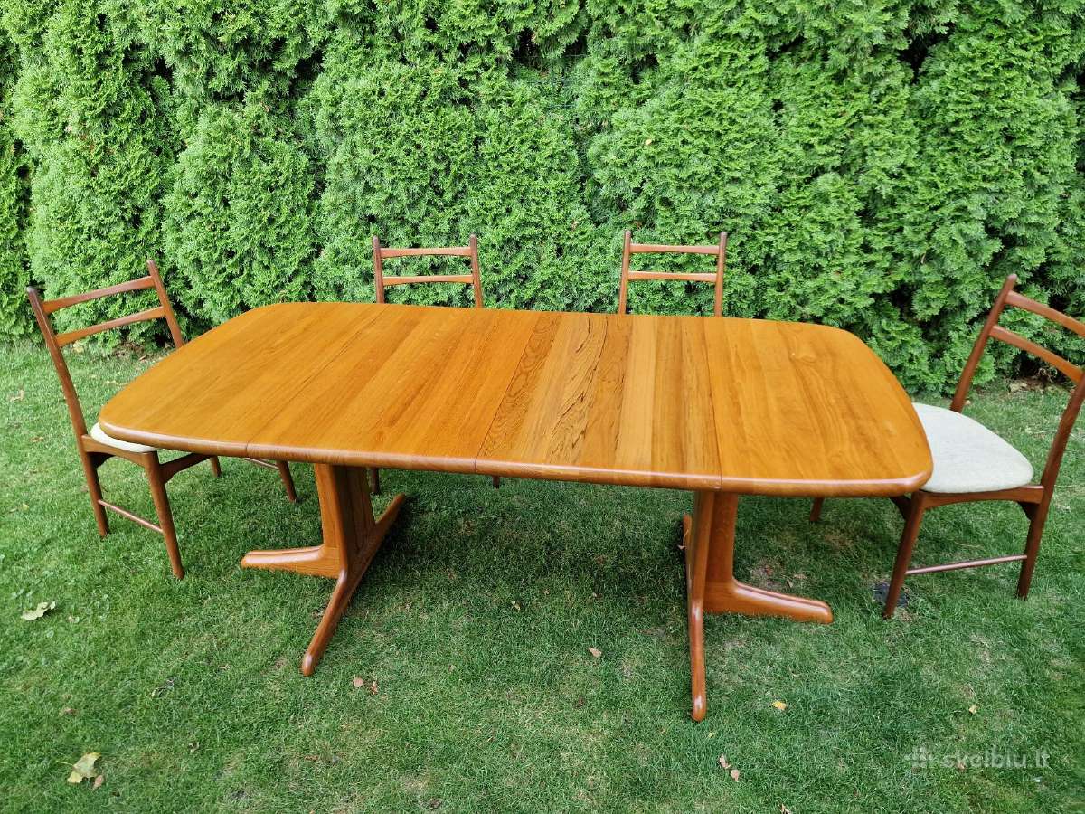 Vintažinis mid century tikmedžio masyvo stalas - nuotraukos Nr. 10