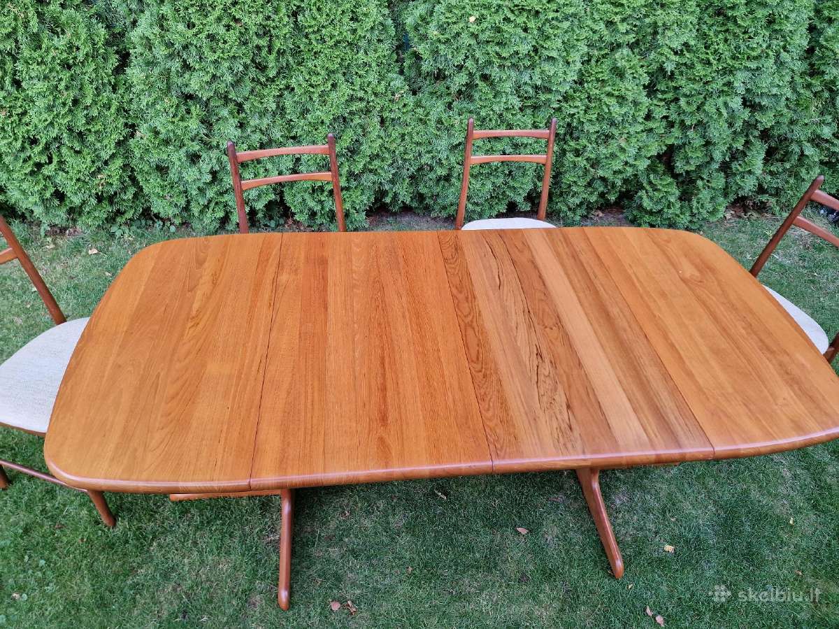 Vintažinis mid century tikmedžio masyvo stalas - nuotraukos Nr. 3
