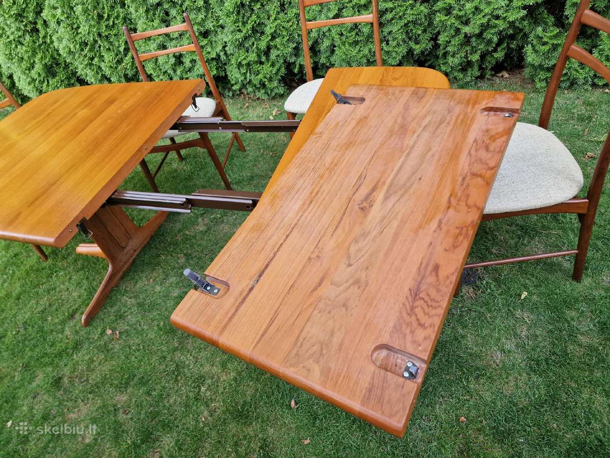 Vintažinis mid century tikmedžio masyvo stalas - nuotraukos Nr. 14