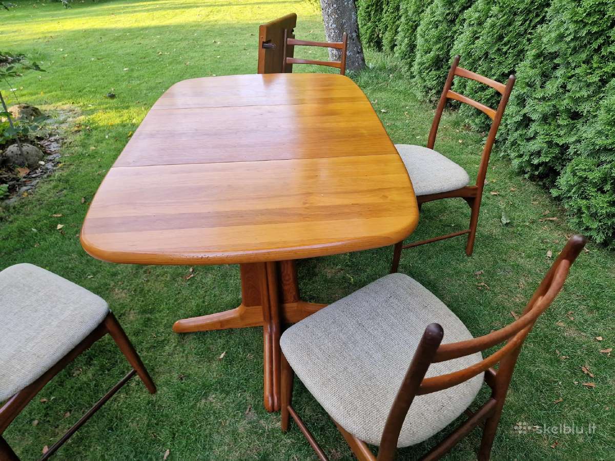 Vintažinis mid century tikmedžio masyvo stalas - nuotraukos Nr. 17
