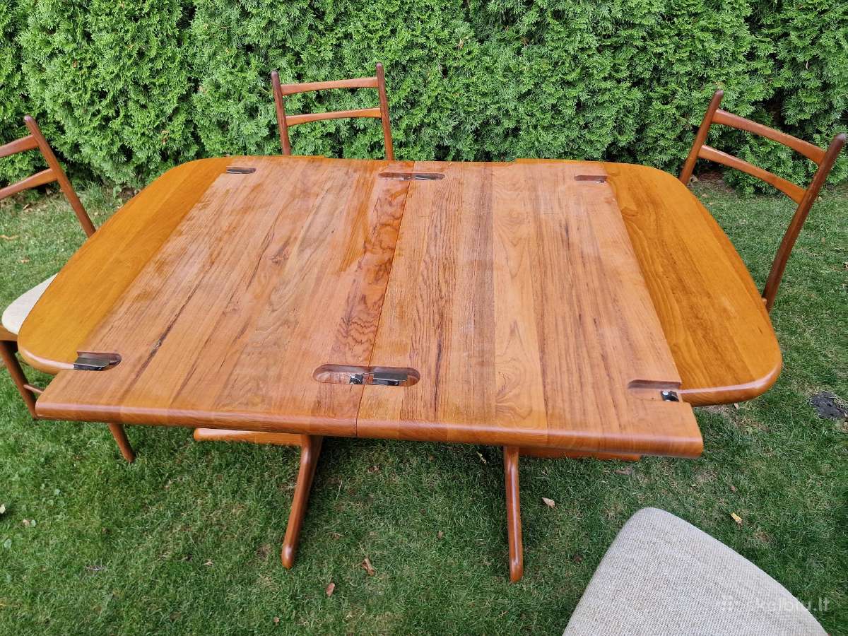Vintažinis mid century tikmedžio masyvo stalas - nuotraukos Nr. 21