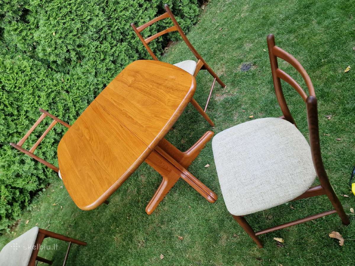 Vintažinis mid century tikmedžio masyvo stalas - nuotraukos Nr. 22