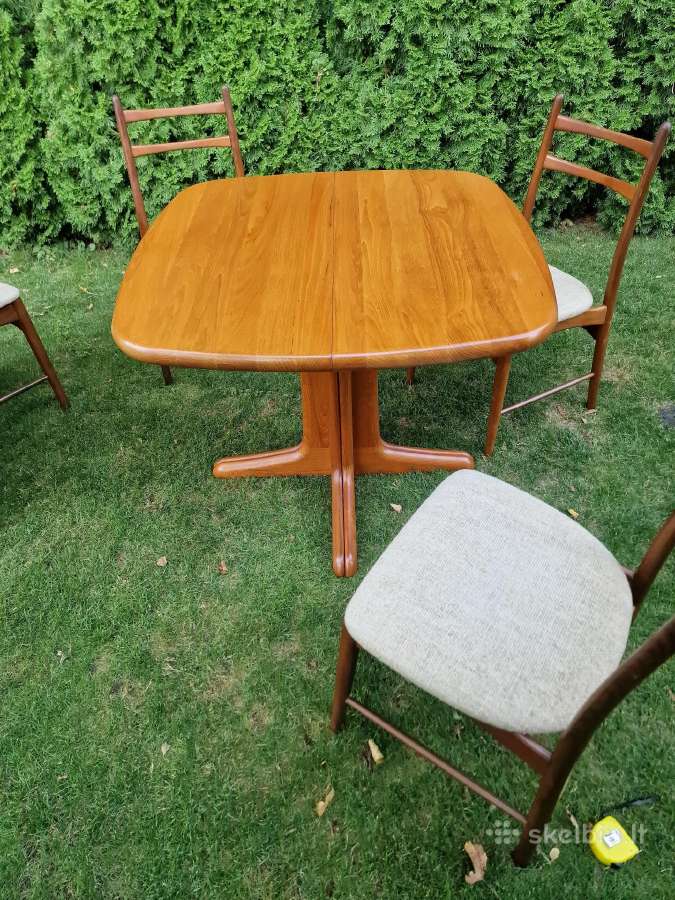 Vintažinis mid century tikmedžio masyvo stalas - nuotraukos Nr. 2