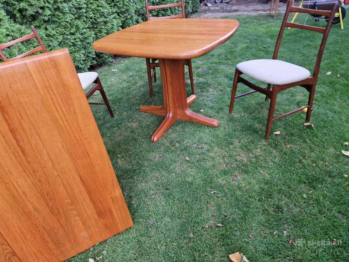 Vintažinis mid century tikmedžio masyvo stalas - nuotraukos Nr. 24