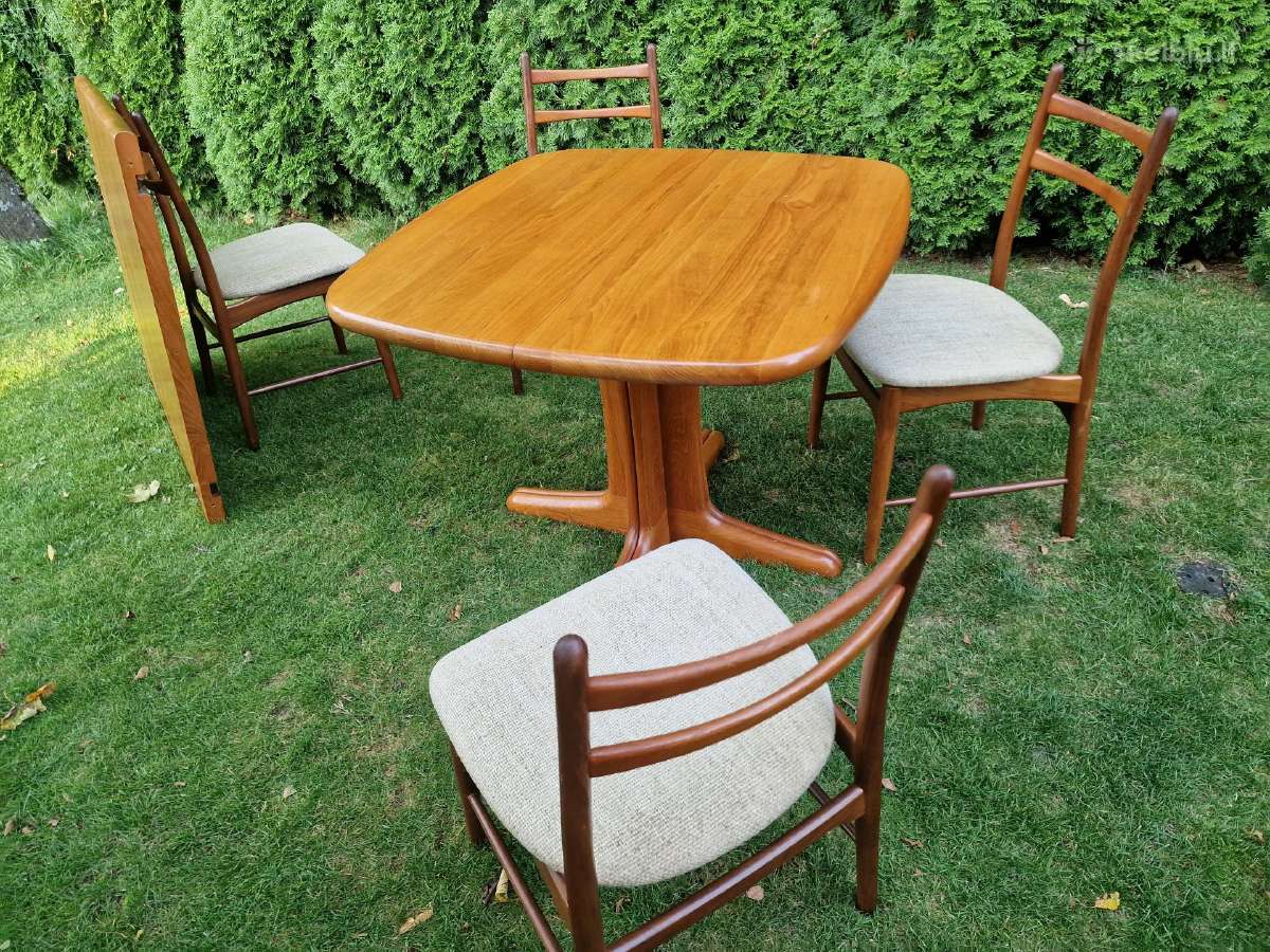 Vintažinis mid century tikmedžio masyvo stalas - nuotraukos Nr. 28