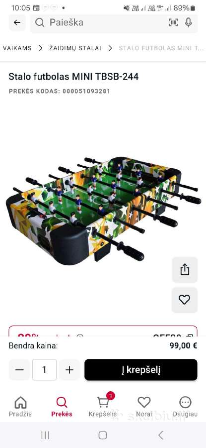 Futbolo stalas 92x48cm