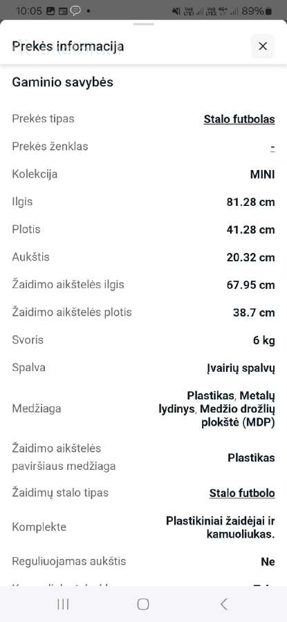 Futbolo stalas 92x48cm - nuotraukos Nr. 5