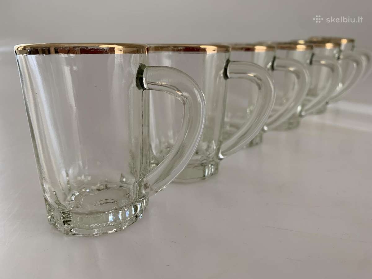 Vintaźiniai espresso stiklo puodukai 6 vnt