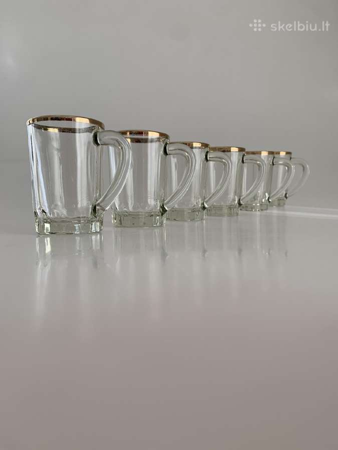 Vintaźiniai espresso stiklo puodukai 6 vnt - nuotraukos Nr. 4