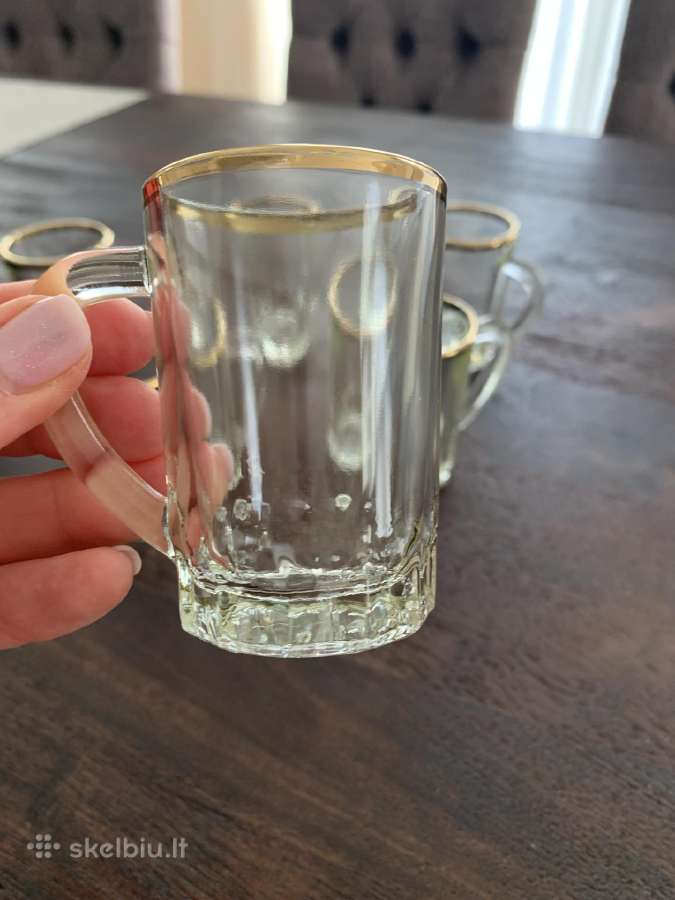 Vintaźiniai espresso stiklo puodukai 6 vnt - nuotraukos Nr. 8