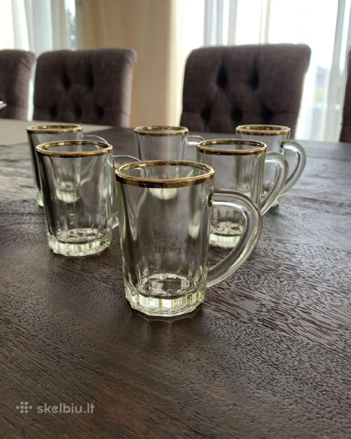 Vintaźiniai espresso stiklo puodukai 6 vnt - nuotraukos Nr. 9