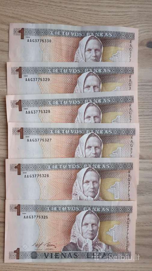 1993 metų 1 lito banknotai Žemaitės
