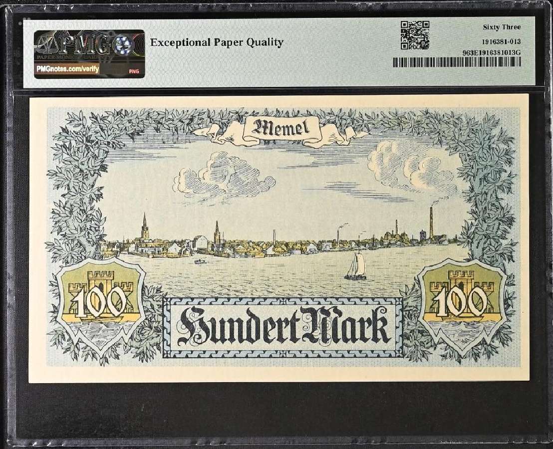Memel 100 Markių s/n 00481graduotas Pmg 63 - nuotraukos Nr. 2