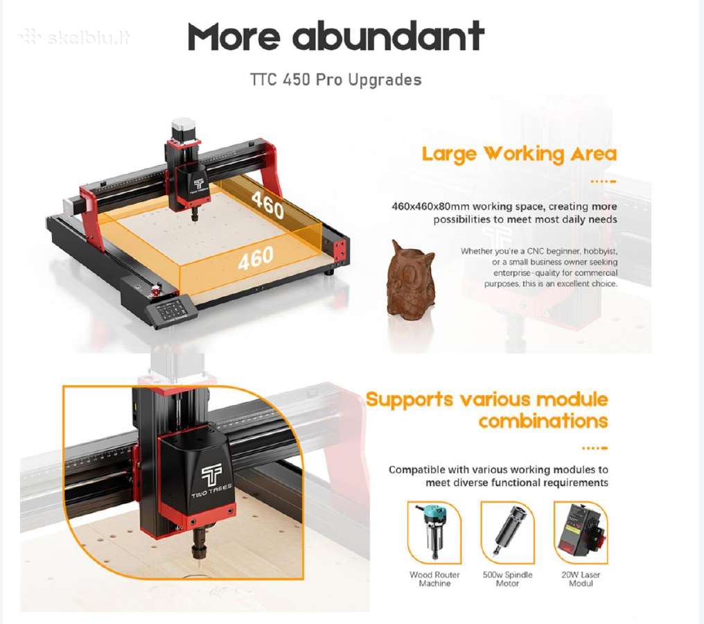 CNC staklytės Two Trees Ttc450 Pro - nuotraukos Nr. 3