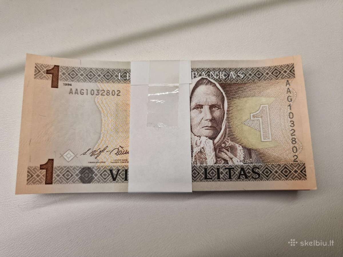 Vieno lito bankinė pakuotė, 100 vnt., 1994 m.