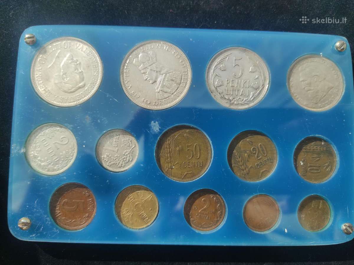 Tarpukario Lietuvos Litai monetos pilna kolekcija.
