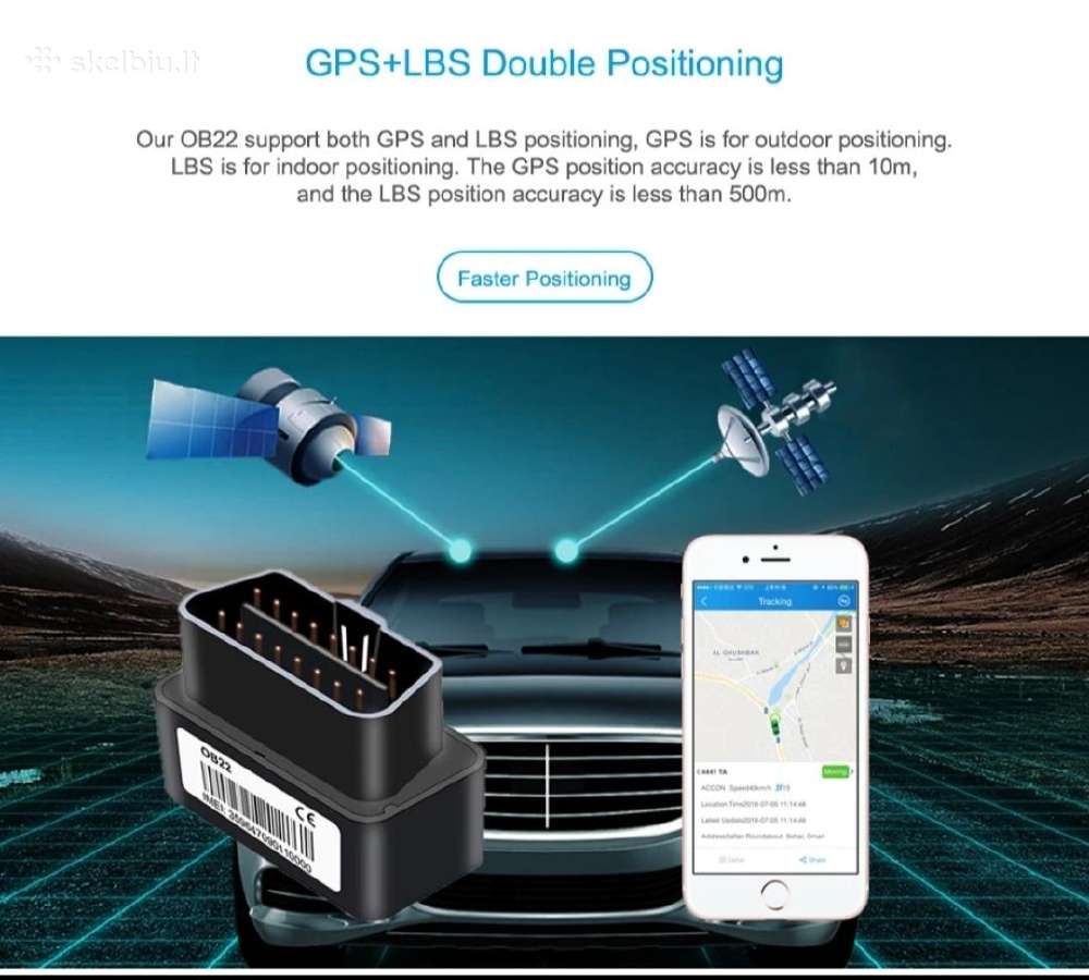 Mažas mikrofonas su GPS funkcija į Obd jungtį