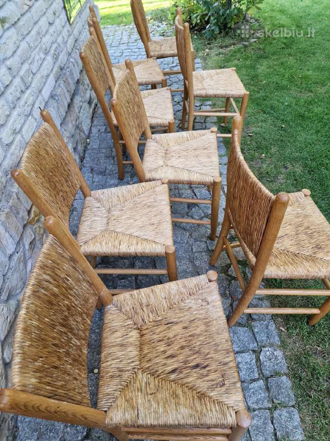 Vintažinės mid century tiko ir pintų meldų kėdės - nuotraukos Nr. 2