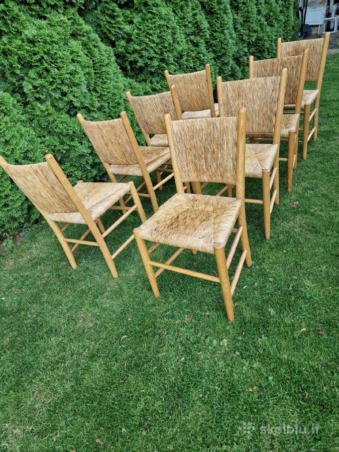 Vintažinės mid century tiko ir pintų meldų kėdės - nuotraukos Nr. 4