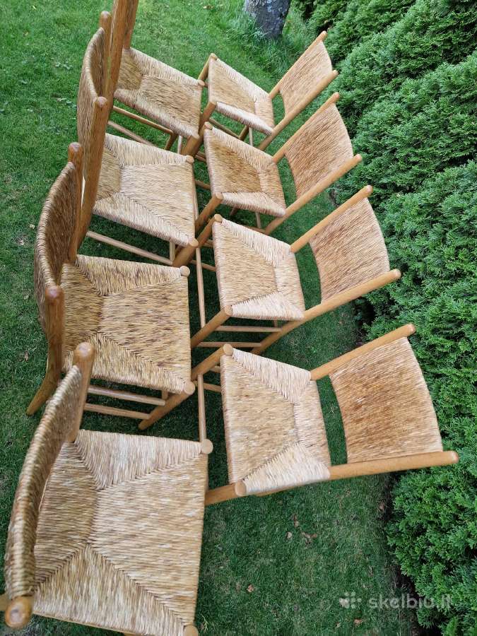 Vintažinės mid century tiko ir pintų meldų kėdės - nuotraukos Nr. 6