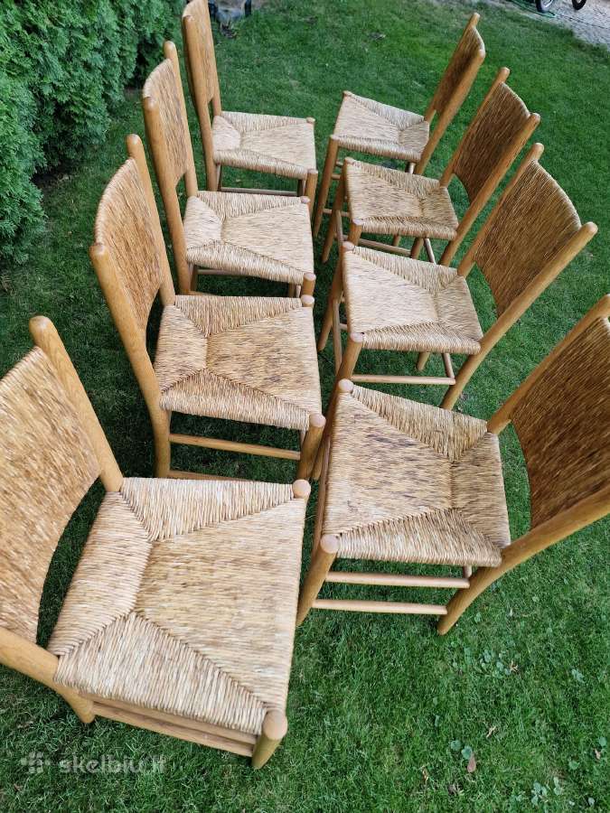 Vintažinės mid century tiko ir pintų meldų kėdės - nuotraukos Nr. 8