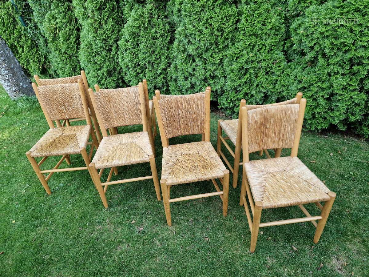 Vintažinės mid century tiko ir pintų meldų kėdės - nuotraukos Nr. 9
