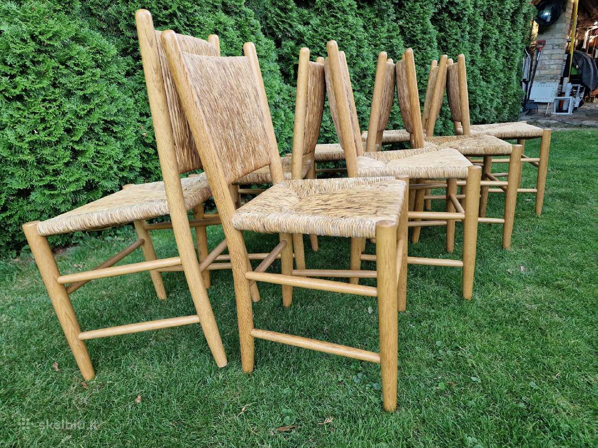 Vintažinės mid century tiko ir pintų meldų kėdės - nuotraukos Nr. 11