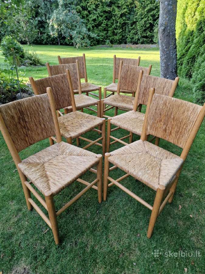 Vintažinės mid century tiko ir pintų meldų kėdės - nuotraukos Nr. 12