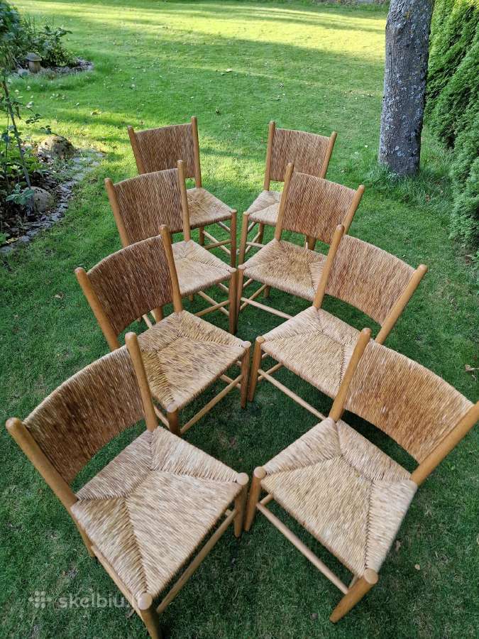 Vintažinės mid century tiko ir pintų meldų kėdės - nuotraukos Nr. 14