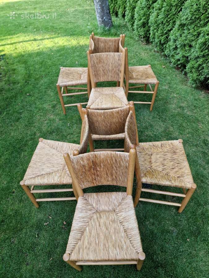 Vintažinės mid century tiko ir pintų meldų kėdės - nuotraukos Nr. 15