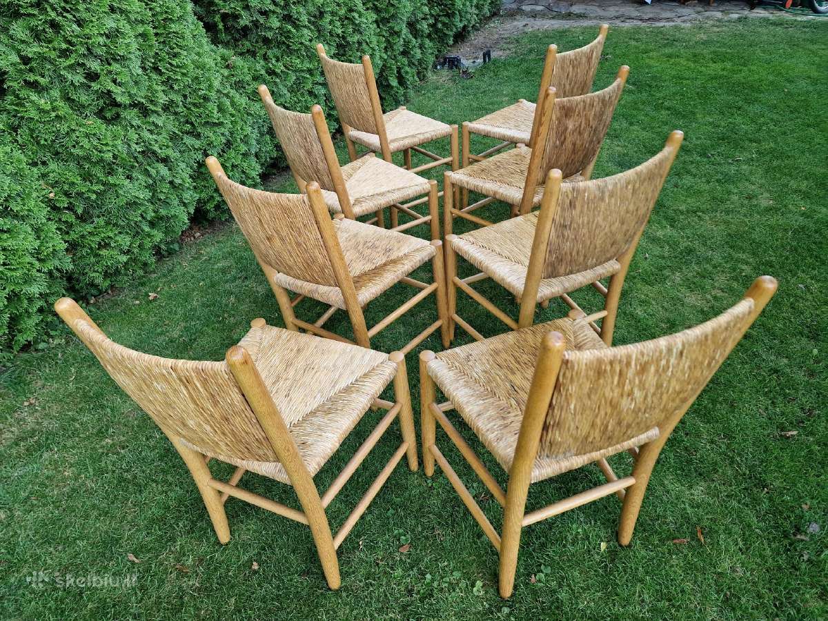 Vintažinės mid century tiko ir pintų meldų kėdės - nuotraukos Nr. 16
