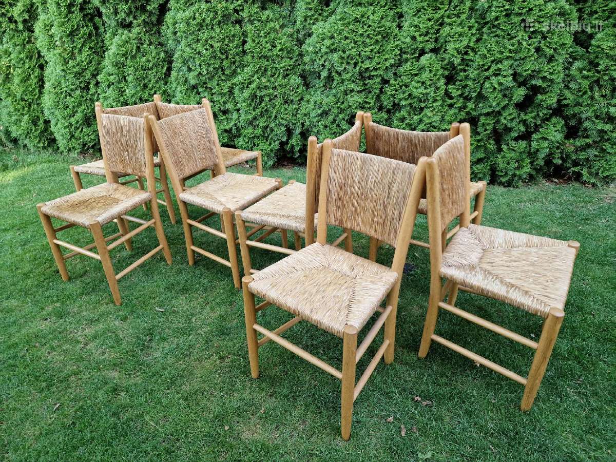 Vintažinės mid century tiko ir pintų meldų kėdės - nuotraukos Nr. 17