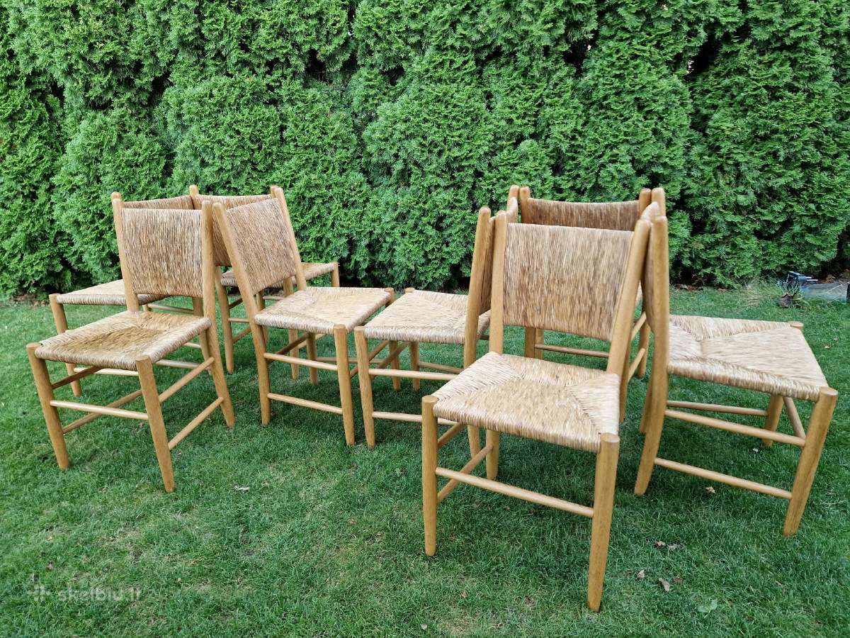 Vintažinės mid century tiko ir pintų meldų kėdės - nuotraukos Nr. 19