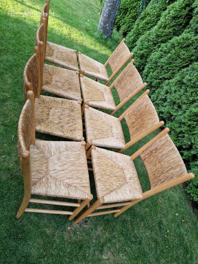 Vintažinės mid century tiko ir pintų meldų kėdės - nuotraukos Nr. 18